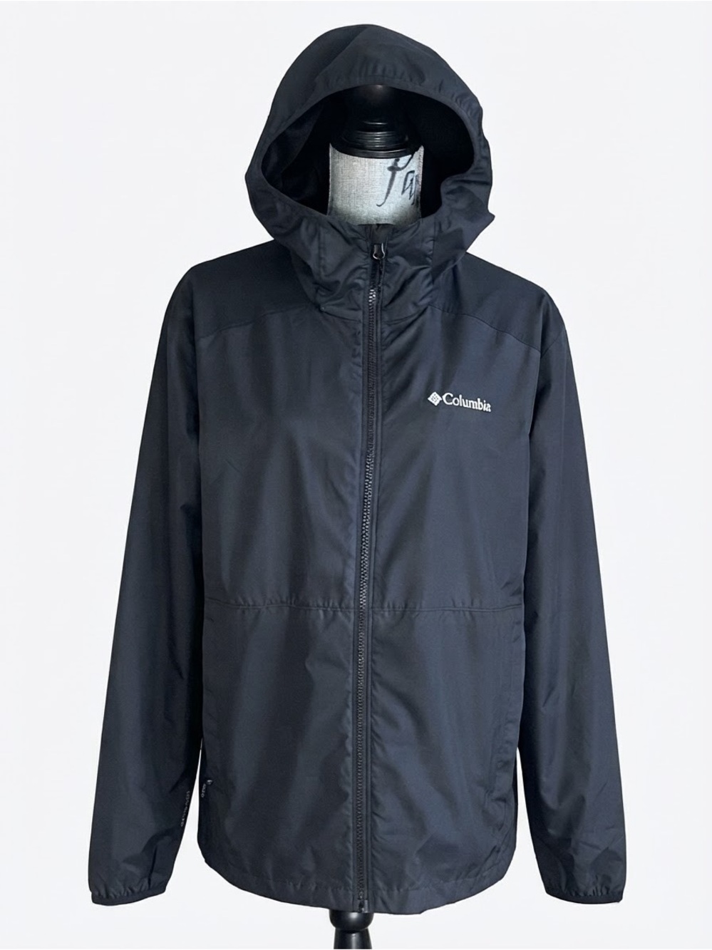 Columbia Black Hooded Rain Jacket Windbreaker Women’s Medium